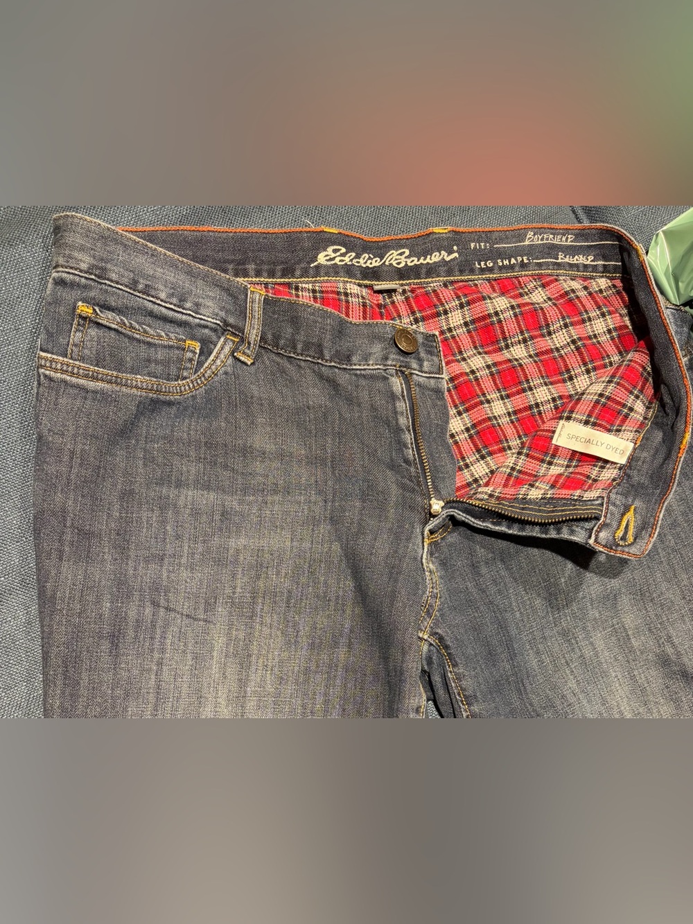Eddie Bauer Flannel Lined Boyfriend Jeans size 14 Relaxed